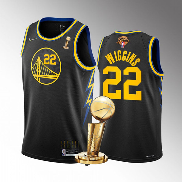 Men's Golden State Warriors #22 Andrew Wiggins 2022 Black NBA Fi