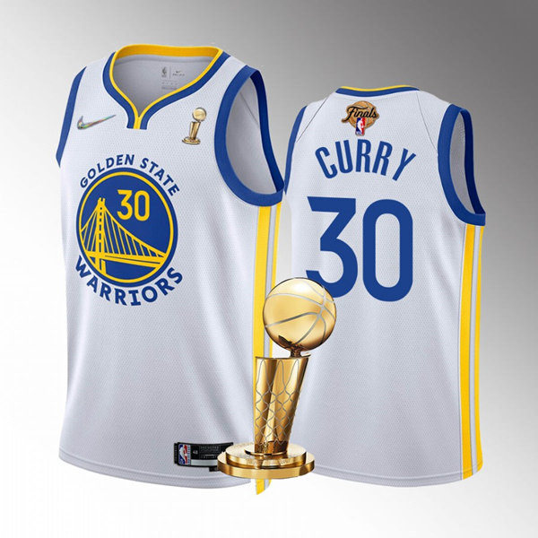 Men's Golden State Warriors #30 Stephen Curry 2022 White NBA Fin