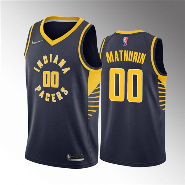 Men's Indiana Pacers #00 Bennedict Mathurin Navy Icon Edition 75th Anniversary Stitched Basketball J