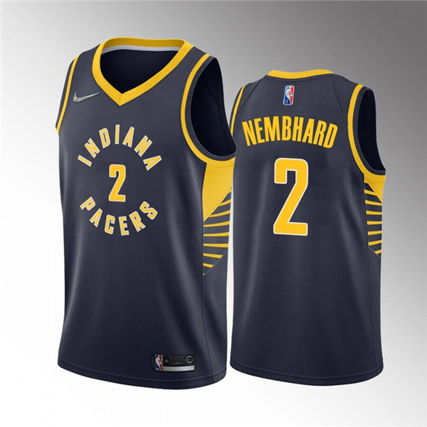 Men's Indiana Pacers #2 Andrew Nembhard Navy Icon Edition 75th Anniversary Stitched Basketball Jerse