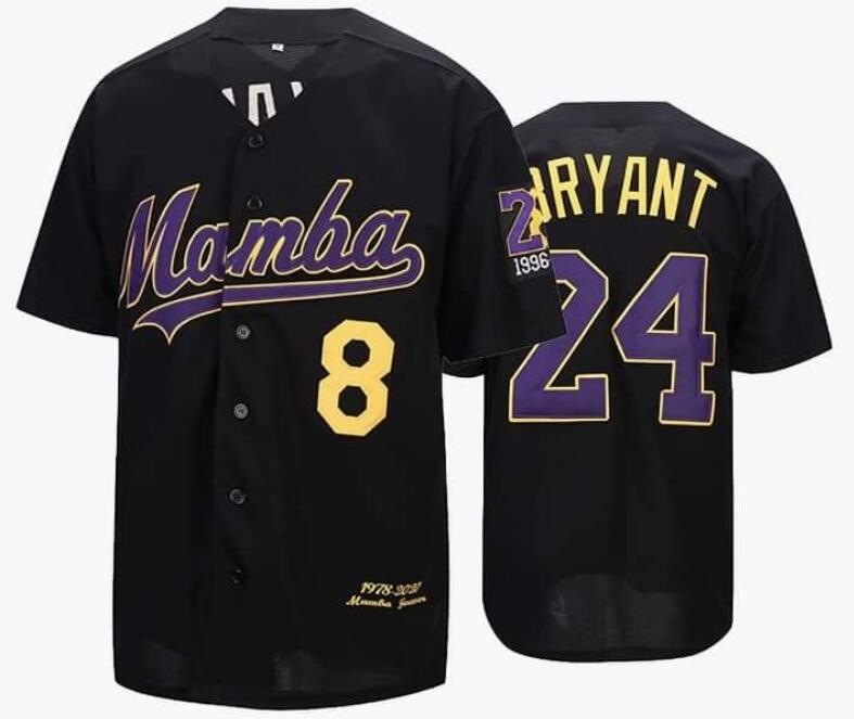 Youth Mamba 8 24 Kobe Bryant Black Base Ball Jersey