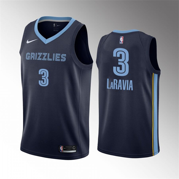 Men Memphis Grizzlies 3 Jake LaRavia Navy City Edition Stitched 