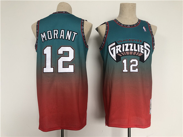 Men Memphis Grizzlies 12 Ja Morant Teal Red Throwback Stitched Jersey