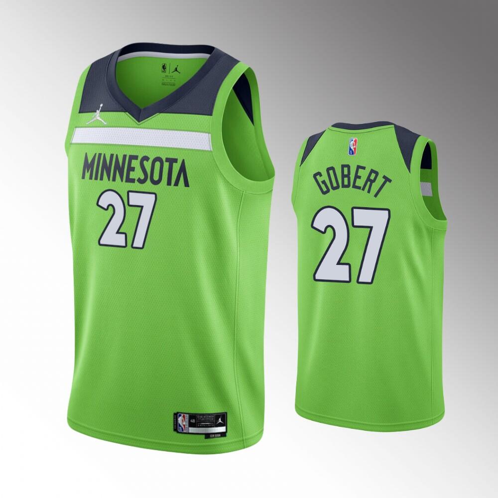 Men Minnesota Timberwolves 27 Rudy Gobert Statement Edition Green 75th Anniversary Swingman Stitched