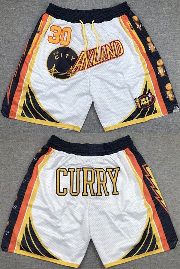 Men Golden State Warriors 30 Stephen Curry White Shorts