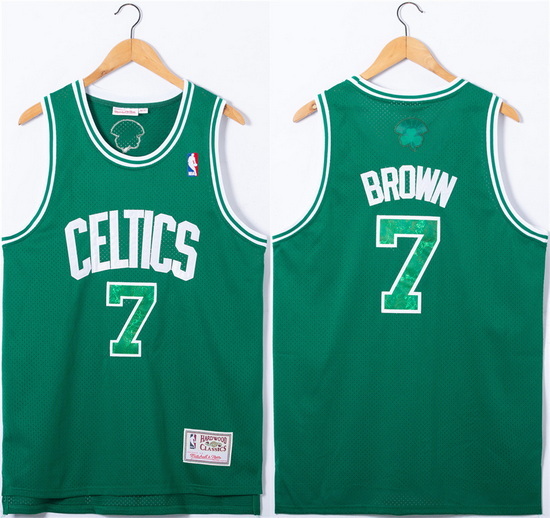 Men Boston Celtics 7 Jaylen Brown Green Stitched Jersey