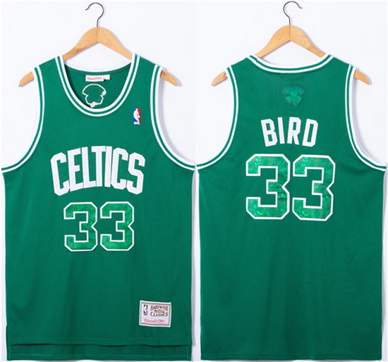 Men Boston Celtics 33 Larry Bird Green Throwback Basketball Jersey