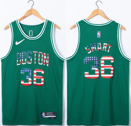 Men Boston Celtics 36 Marcus Smart USA Flag Green Stitched Jerse