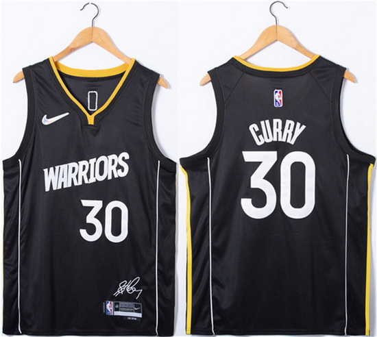 Men Golden State Warriors 30 Stephen Curry Black 75th Anniversary Stitched Jersey