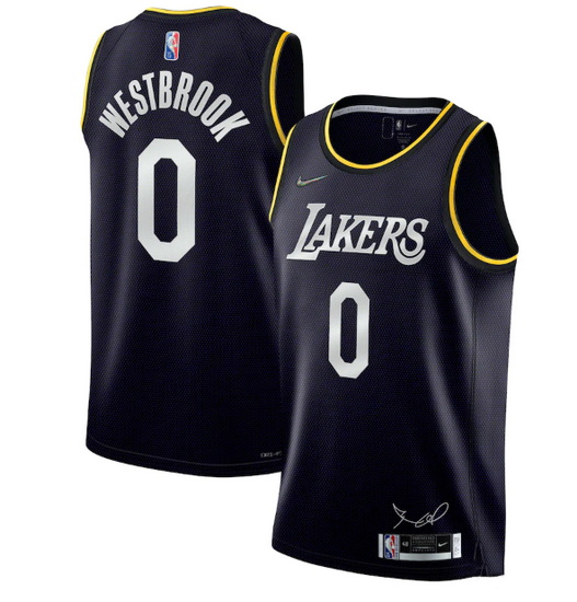 Men Los Angeles Lakers 0 Russell Westbrook 2022 Black 75th Anniversary Select Series MVP Swingman Je