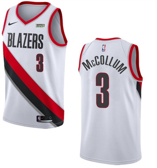 Men Portland Trail Blazers 3 C J  McCollum White Stitched Basketball Jersey