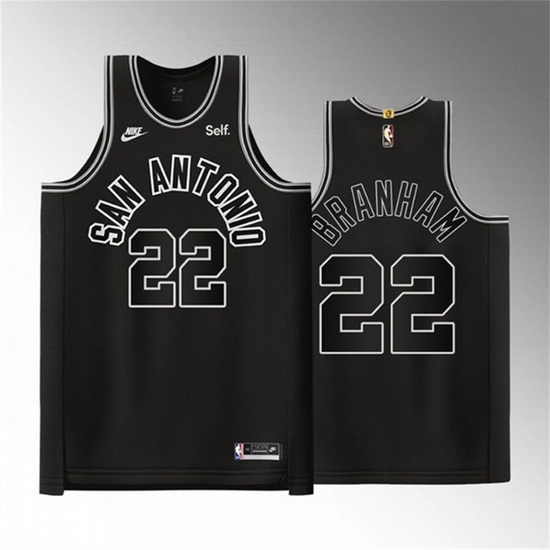 Men San Antonio Spurs 22 Malaki Branham Black Stitched Basketball Jersey