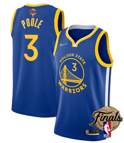 Youth Golden State Warriors 3 Jordan Poole 2022 Blue NBA Finals Stitched Jersey