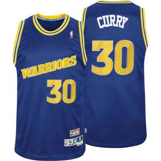 Men's Golden State Warriors #30 Stephen Curry Mitchell Ness Throwback Royal Stitched Basketball Jers