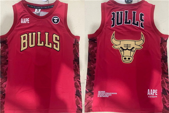 Men Chicago Bulls Red Big Logo Stitched Basketball Jersey