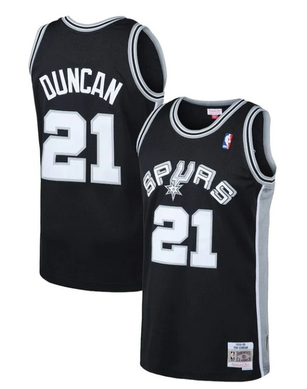 Men San Antonio Spurs 21 Tim Duncan Black 1998 99 Throwback Basketball Jersey