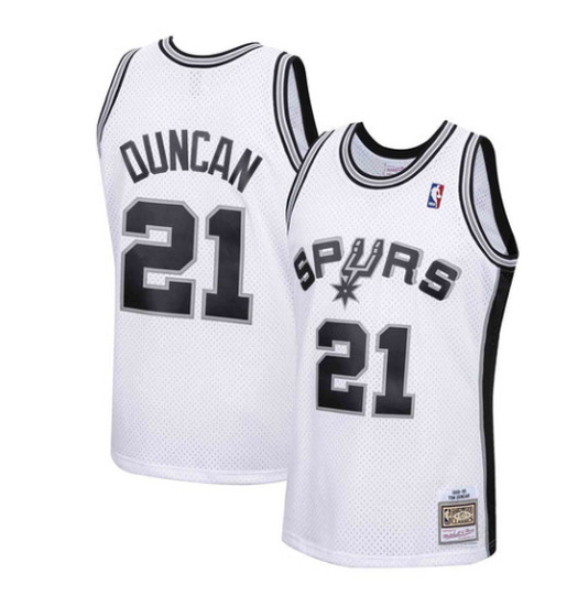 Men San Antonio Spurs 21 Tim Duncan White 1998 99 Throwback Basketball Jersey