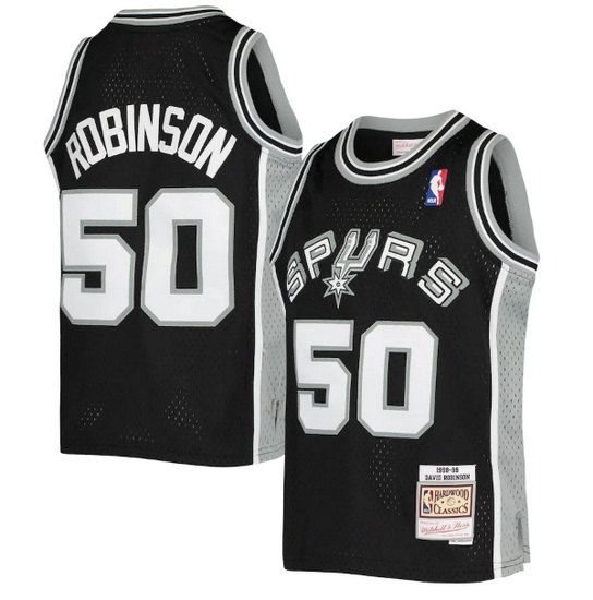 Men San Antonio Spurs 50 David Robinson Mitchell  26 Ness Black 1998 99 Hardwood Classics Swingman T