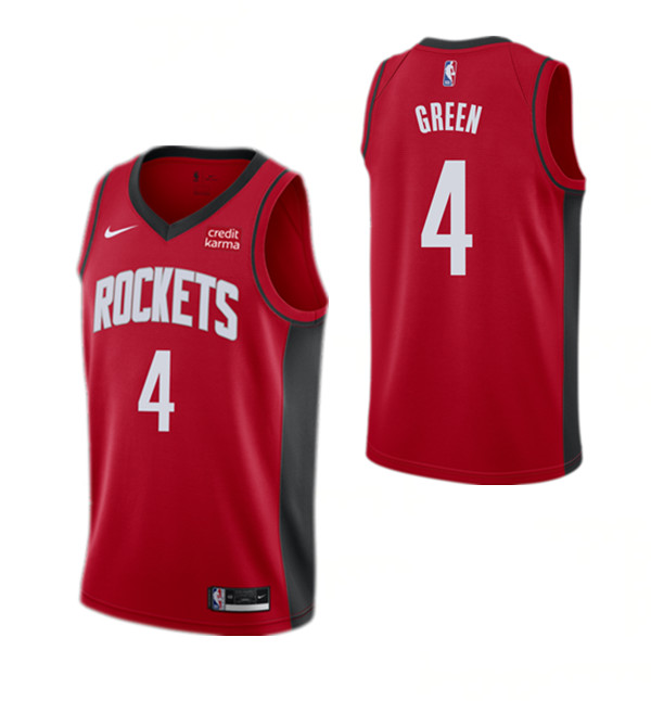 Men Houston Rockets 4 Jalen Green Red Stitched Basketball Jersey