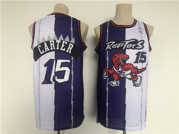 Men Toronto Raptors 15 Vince Carter White Purple Splite Basketball Jersey