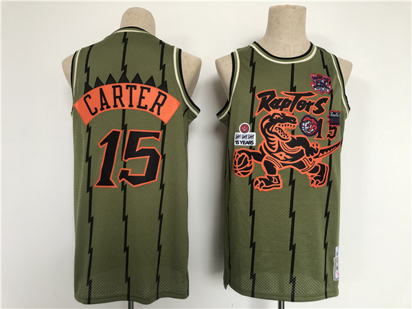 Men Toronto Raptors 15 Vince Carter Oilve Throwback Stitched Jersey