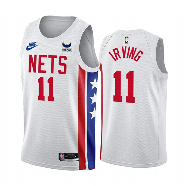 Men Brooklyn Nets 11 Kyrie Irving 2022 23 White With Patch Classic Edition Stitched Basketball Jerse