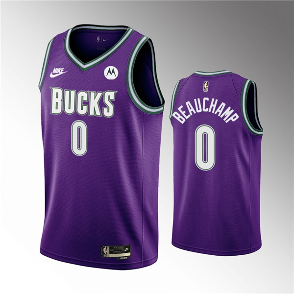 Men Milwaukee Bucks 0 MarJon Beauchamp 2022 23 Purple Classic Edition Swingman Stitched Basketball J