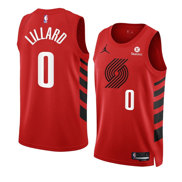 Men Portland Trail Blazers 0 Damian Lillard 2022 23 Red Statement Edition Swingman Stitched Basketba