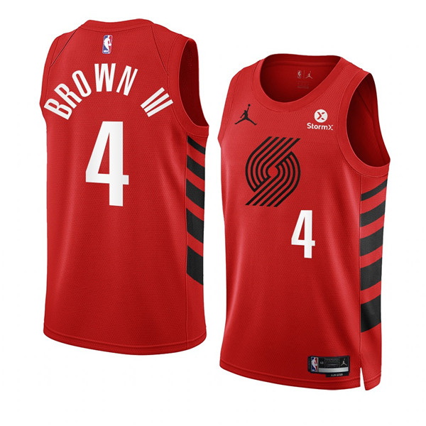 Men Portland Trail Blazers 4 Greg Brown III 2022 23 Red Statement Edition Swingman Stitched Basketba