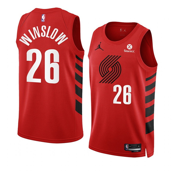 Men Portland Trail Blazers 26 Justise Winslow 2022 23 Red Statem