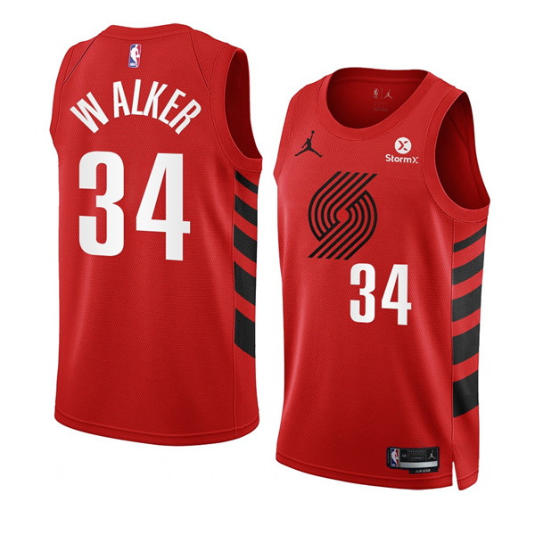 Men Portland Trail Blazers 34 Jabari Walker 2022 23 Red Statement Edition Swingman Stitched Basketba