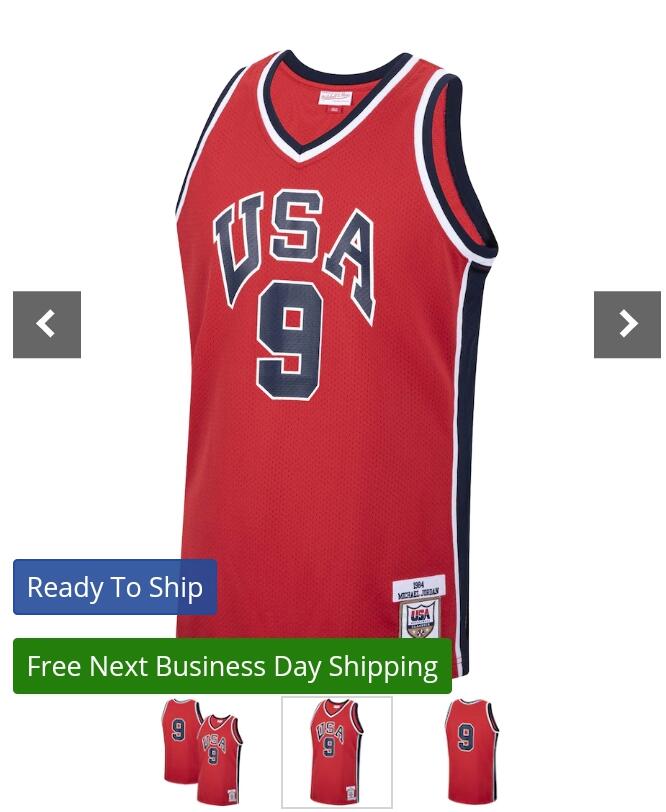 Ｍichael Jordan USA Basketball Mitchell Nexx Authentic 1984 Red Jersey