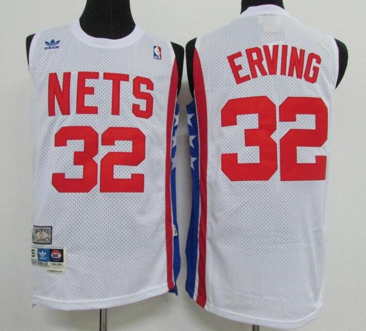 Men Adidas Brooklyn Nets 32 Julius Erving White ABA Retro Throwback NBA Jersey