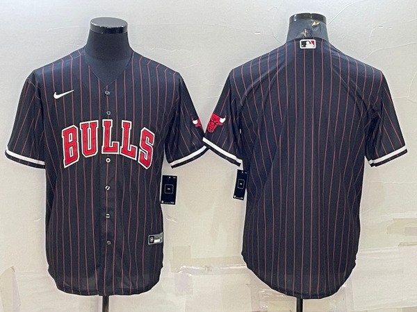 Men Chicago Bulls Blank Black Cool Base Stitched Baseball Jersey