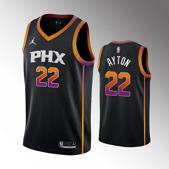 Men Phoenix Suns 22 Deandre Ayton Balck Stitched Basketball Jersey