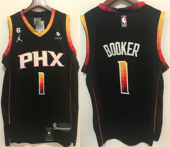 Men Phoenix Suns 1 Devin Booker Black Stitched Basketball Jersey