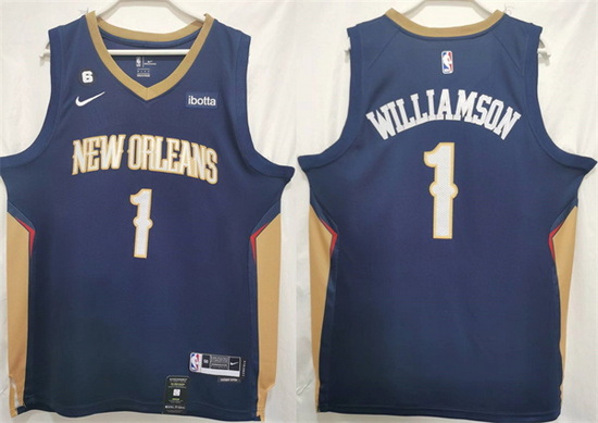 Men New Orleans Pelicans 1 Zion Williamson Navy Stitched Basketball Jersey