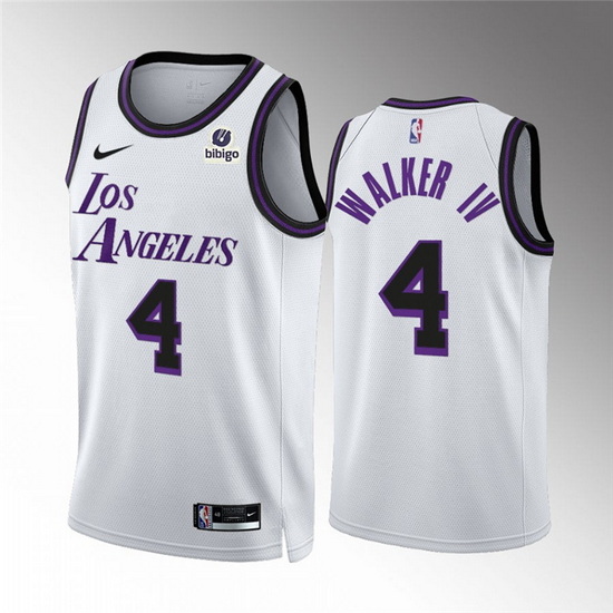 Men Los Angeles Lakers 4 Walker IV White City Edition Stitched Basketball Jersey