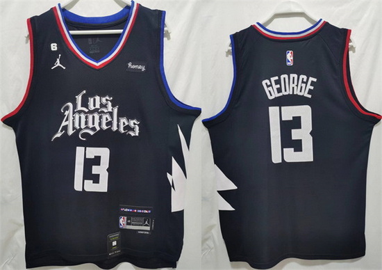 Men Los Angeles Clippers 13 Paul George Black Stitched Jersey