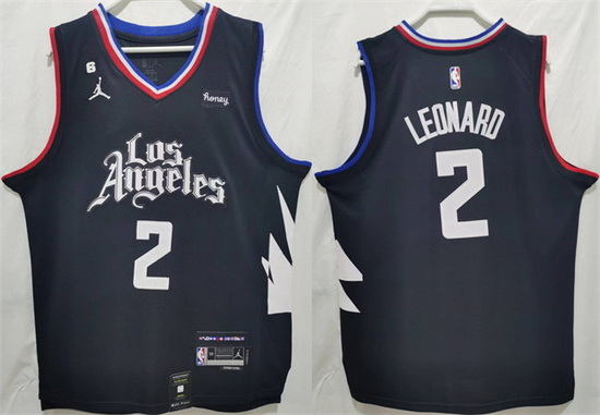 Men Los Angeles Clippers 2 Kawhi Leonard Black Stitched Jersey