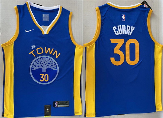 Men Golden State Warriors 30 Stephen Curry Royal Stitched Jersey