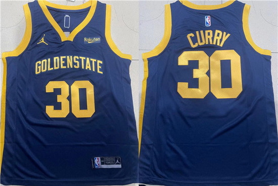 Men Golden State Warriors 30 Stephen Curry Navy Stitched Jersey