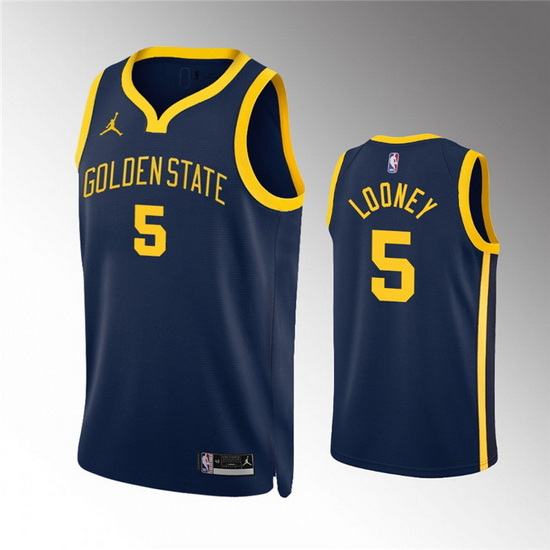 Men Golden State Warriors 5 Kevon Looney Navy Statement EditionStitched Jersey