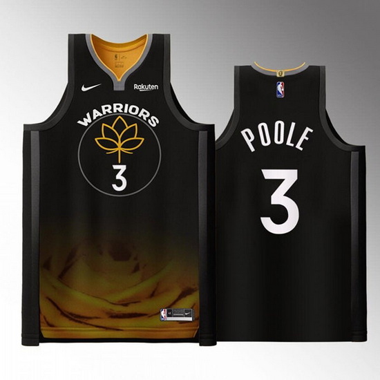 Men Golden State Warriors 3 Jordan Poole 2022 2023 Black City Edition Stitched Basketball Jersey