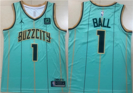 Men Charlotte Hornets 1 LaMelo Ball Teal Stitched Basketball Jersey