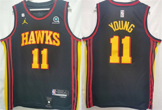 Men Atlanta Hawks 11 Trae Young Black Stitched Jersey