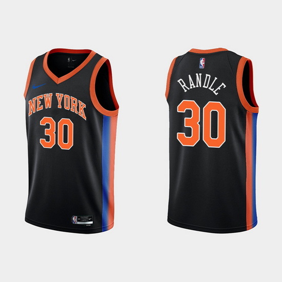 Men New Yok Knicks 30 Julius Randle 2022 23 Black City Edition Stitched Basketball Jersey