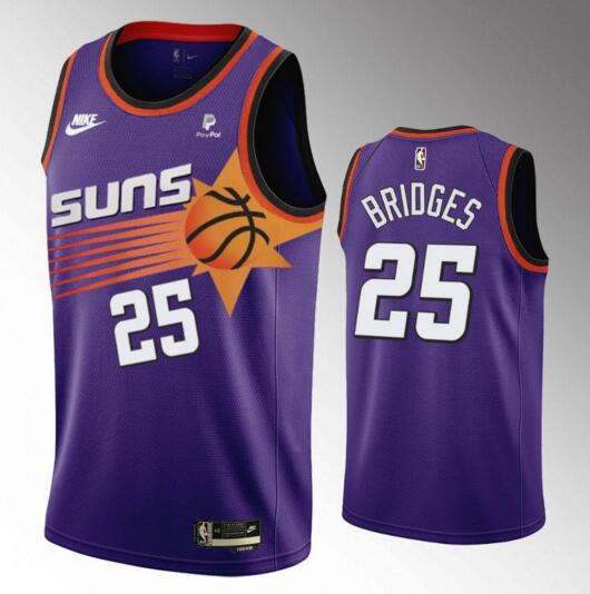 Men Nike Phoenix Suns 25 Mikal Bridges Swingman Purple NBA Jersey