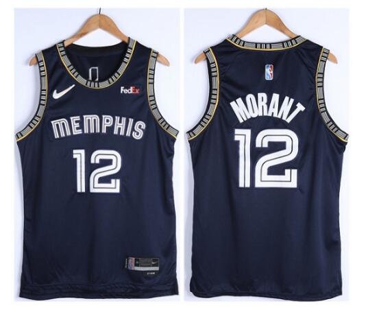 Youth Memphis Grizzlies 12 Ja Morant 75th Anniversary 2021 Navy Swingman Stitched Jersey