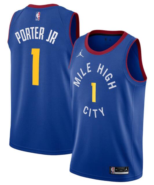 Men Denver Nuggets Jordan Statement #1 Michael Porter Jr Blue Swingman Jersey